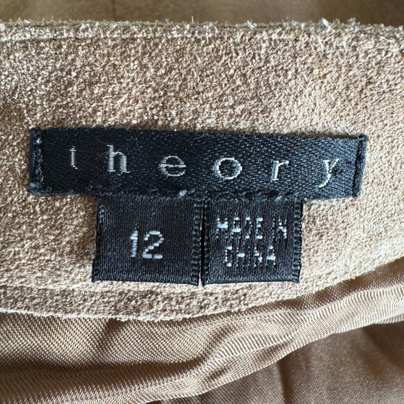 Theory tan suede lined western, boho laser cut skirt size 12 - Picture 6 of 9